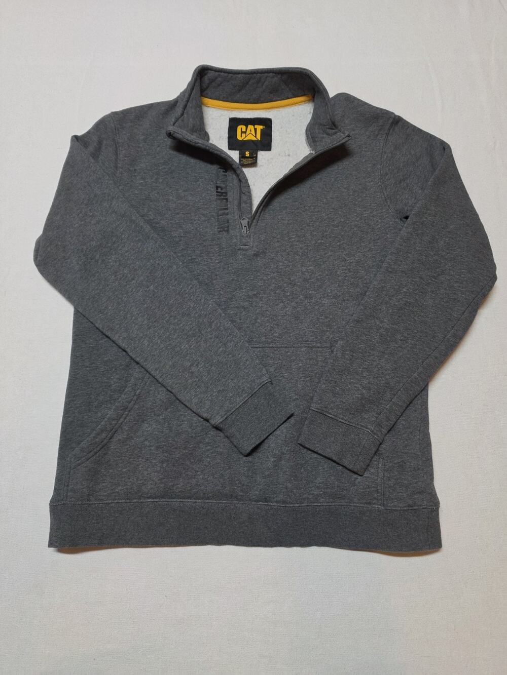CAT Caterpillar Men’s Small Gray Sherpa Lined Full Zip Work Hoodie Jacket
